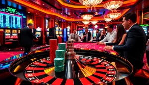 Players enjoying an intense game at u888 com roulette table, showcasing luxury in gambling.
