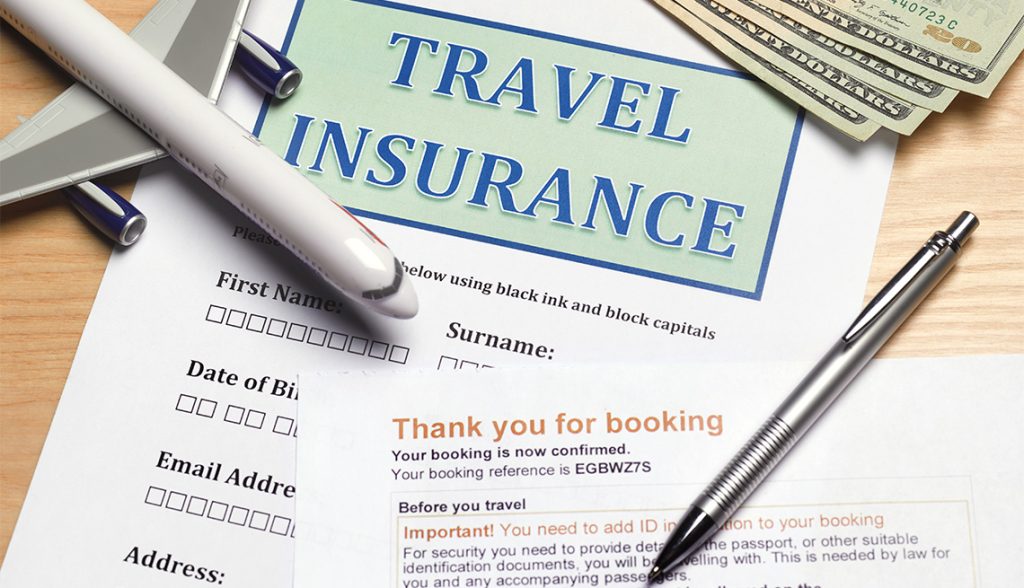 Close up of travel insurance form