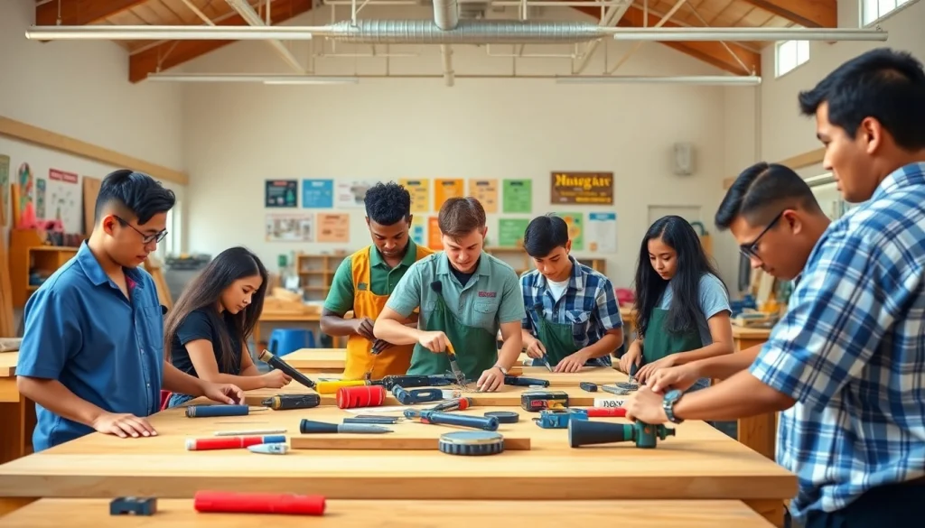 Students engaged in hands-on learning at hawaii trade schools showcasing diverse trades techniques.