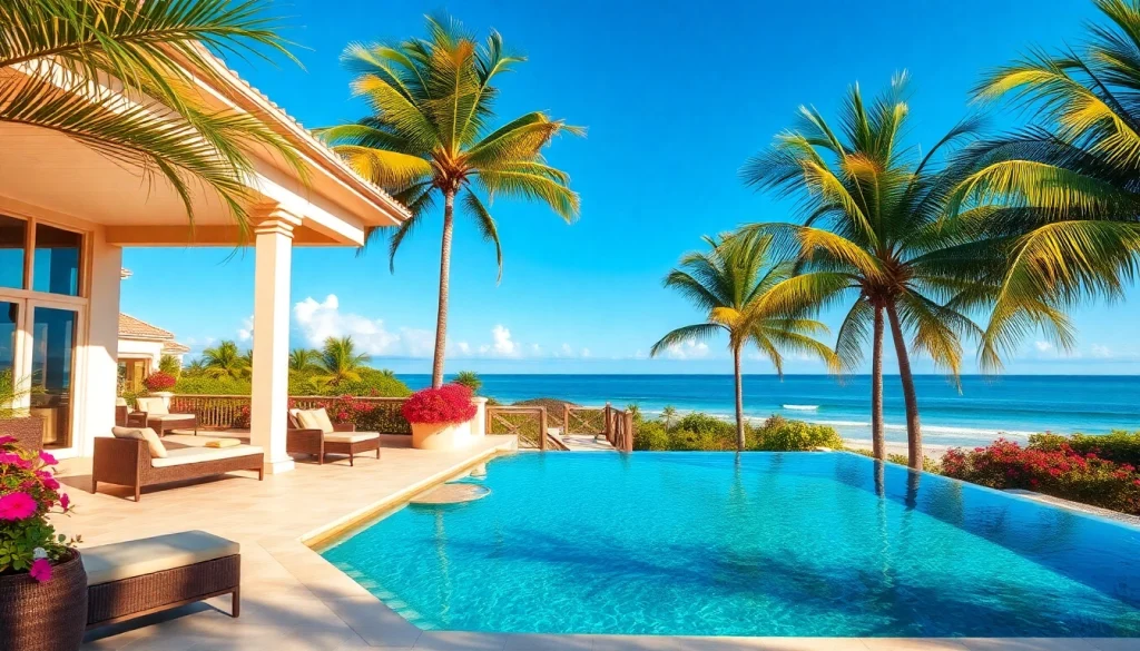 Luxurious Belize Investment Property villa on Ambergris Caye with tropical landscape.