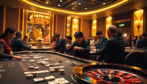 Experience the thrill of Đăng Ký Loto188 at an upscale casino table with vibrant lighting.