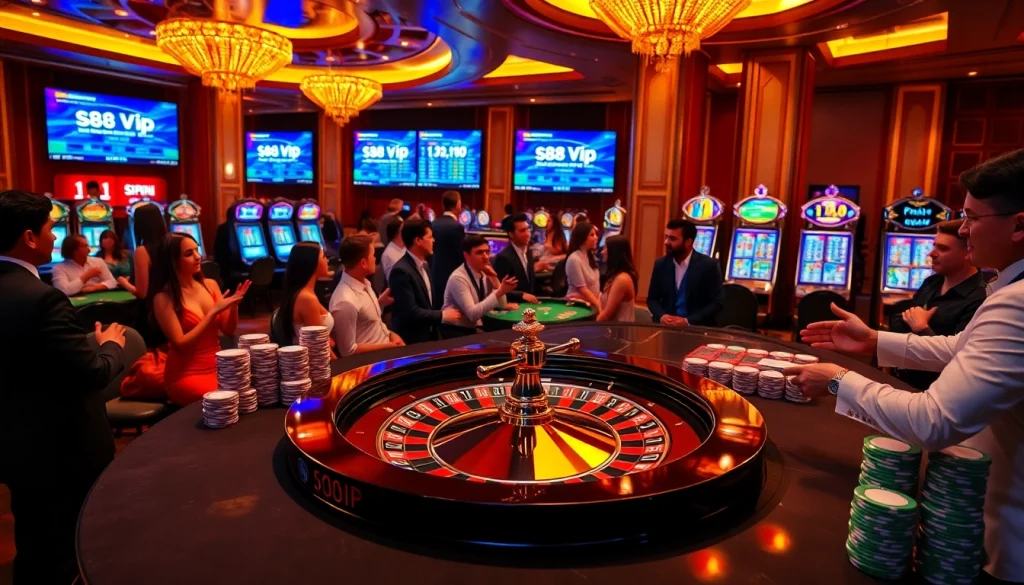 Players engaging at a roulette table in an exciting casino atmosphere, highlighting s88vip gaming experience.