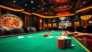 kkwin vin players engaged in high-stakes poker at a luxurious casino table