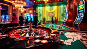 Engaging roulette game and poker chips reflecting u888 com excitement in a luxurious casino setting.