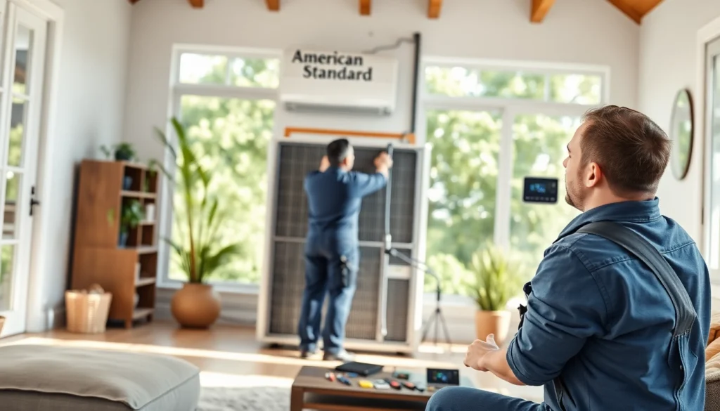 American Standard HVAC dealer servicing a modern home environment, ensuring optimal performance.