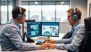 Truck Dispatch Service team coordinating logistics in a professional office environment.