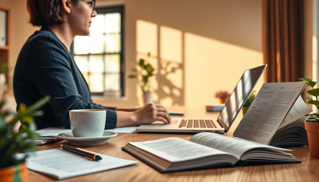 Enhance your Customized Proposal Writing with a focused individual drafting a proposal at a bright desk.