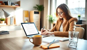 Craft an impressive Cover Letter with a professional setting and writing materials.