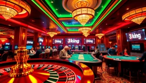 3king casino players placing bets and celebrating wins at a luxurious gaming table