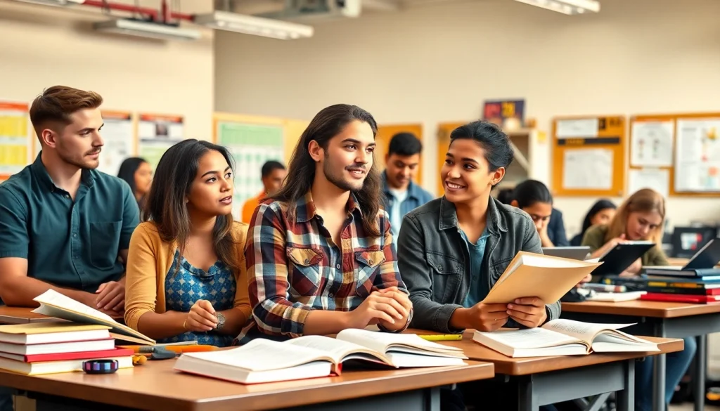 Students engaging and learning at a Trade School In Tennessee, showcasing collaboration in a vibrant classroom.