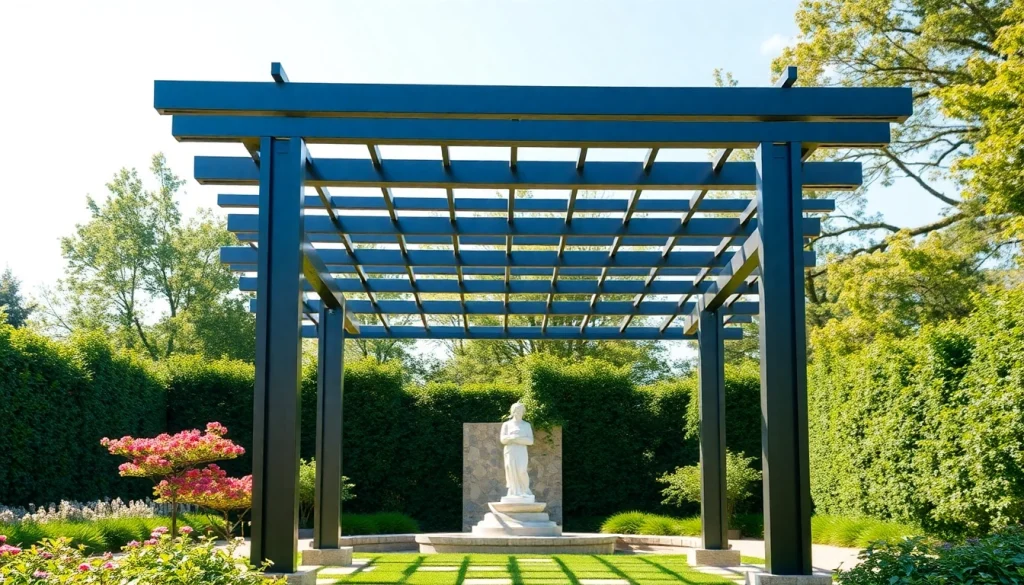 Transform your outdoor space with a modern steel pergola that blends elegance and functionality.