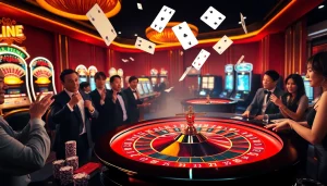 Players enjoying a thrilling game at the THABET casino, highlighting excitement and luxury.