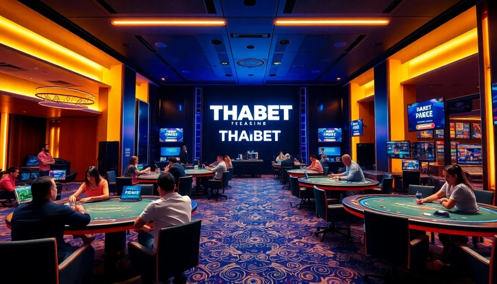 THABET's modern online casino experience showcasing live games and sports betting excitement.