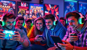 Gamenya PLANET77 menampilkan para gamer yang bersemangat dalam suasana bermain yang menyenangkan.