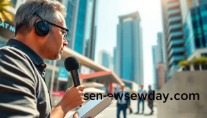 أخبار ميراثية من موقع emiratenewsday.com مع صحفي يلتقي بقائد محلي في الإعداد الحضري.