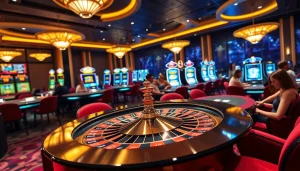 Marvelbet gaming environment showcasing exciting casino action with roulette, poker tables, and slot machines.