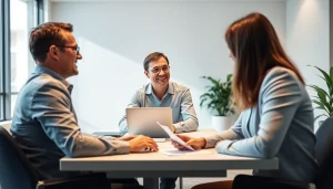 SMSF accountant advising a client in a professional office.