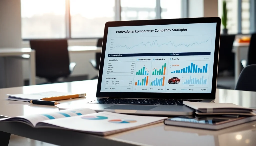 Analyze competitor pricing strategies with charts and reports in a modern workspace.