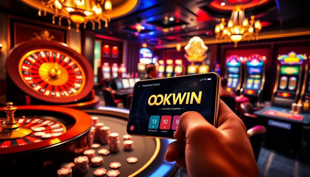 Players engaging with the OKWIN app while enjoying vibrant casino games and thrilling experiences.