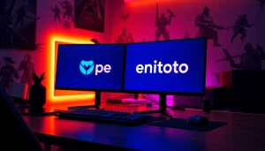 Petanitoto logo displayed in a modern gaming setup with exciting lighting.