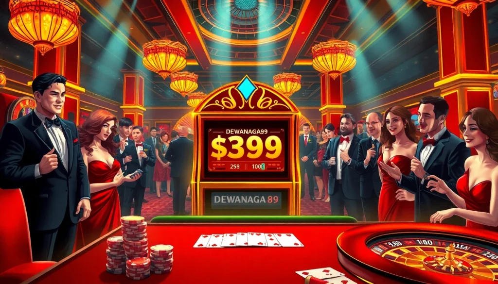 Rasakan sensasi menang di mesin slot Dewanaga89 dalam adegan kasino mewah ini.