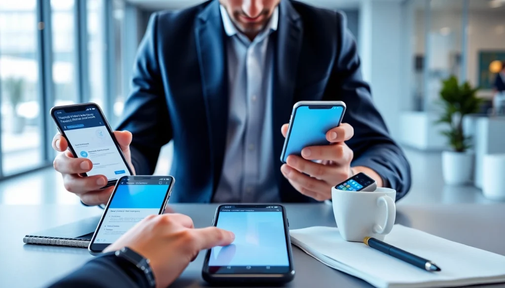 Engage with innovative mobile apps displayed across various devices in a modern workspace.