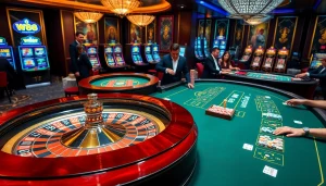 W88 branded table games and slot machines create an exciting gaming atmosphere.