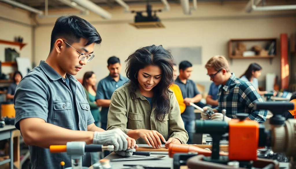 Engaged students collaborating in trade schools oahu, showcasing vocational hands-on training.