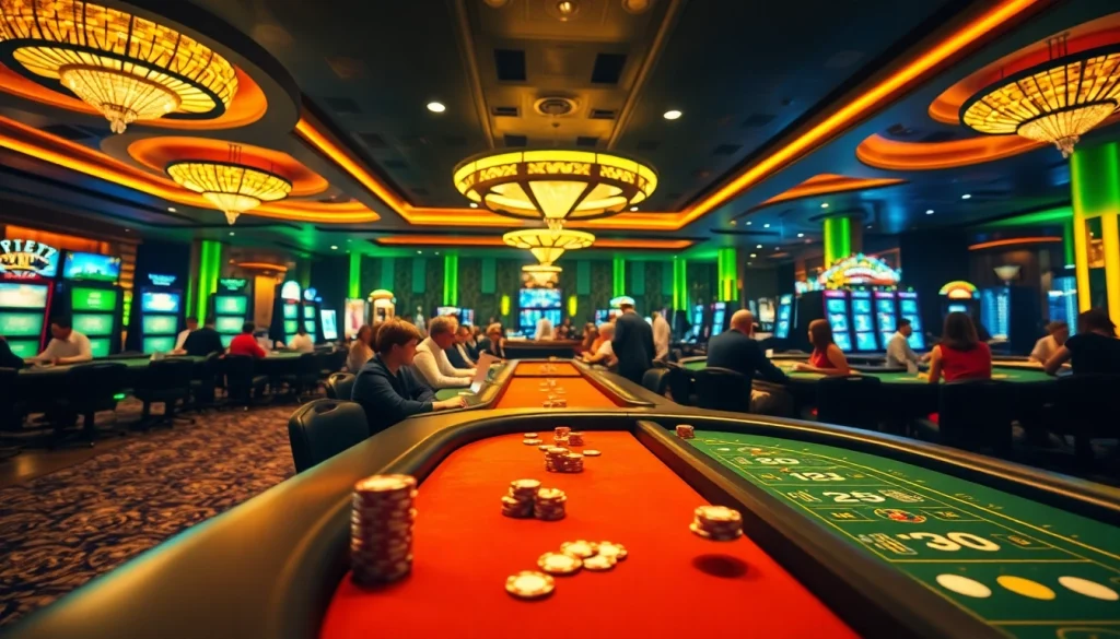 Engage in thrilling gameplay at https://duel-rewards.com with this vibrant casino setting and lively atmosphere.