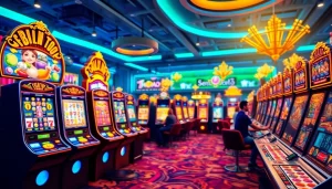 Menampilkan pengalaman bermain petanitoto dengan berbagai permainan slot dan suasana kasino yang menyenangkan.