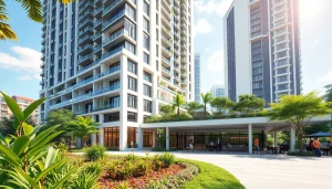 View of the luxurious Tampines St 95 EC showcasing its modern architecture and landscaped gardens.