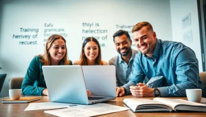 Engaging online learning scene showcasing CareerSprints.com training materials and diverse individuals.