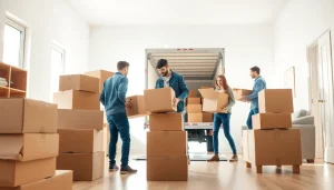 Team of professional movers in action, representing a trusted moving company Canada at work.