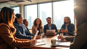 glownexis.com에서 회의 중인 다양한 사람들의 모습, 생산적인 분위기 연출