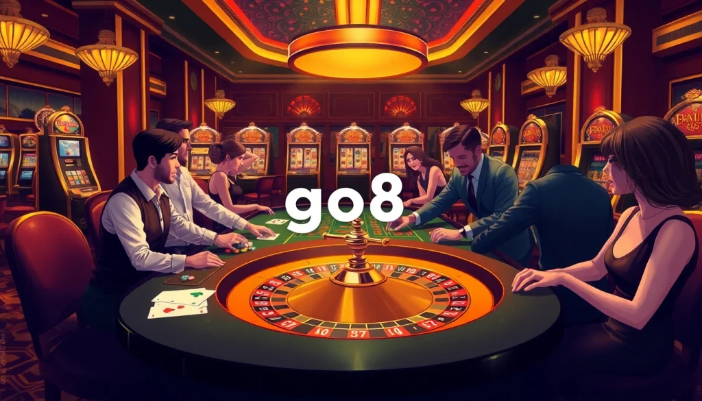 Experience thrilling gameplay at Go8 with vibrant casino tables and professional dealers.
