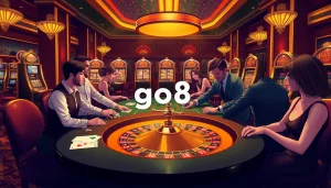 Experience thrilling gameplay at Go8 with vibrant casino tables and professional dealers.