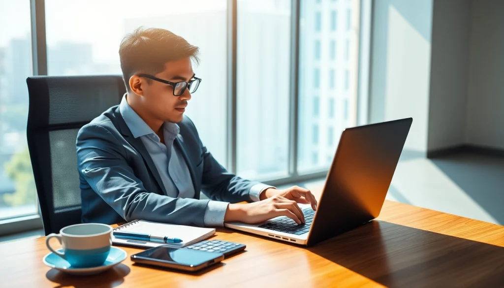 BOX138 digital transaction success illustration with modern desk setup