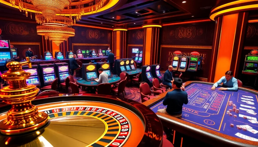 Exciting casino action at XX 88 featuring roulette, poker, and slot machines.