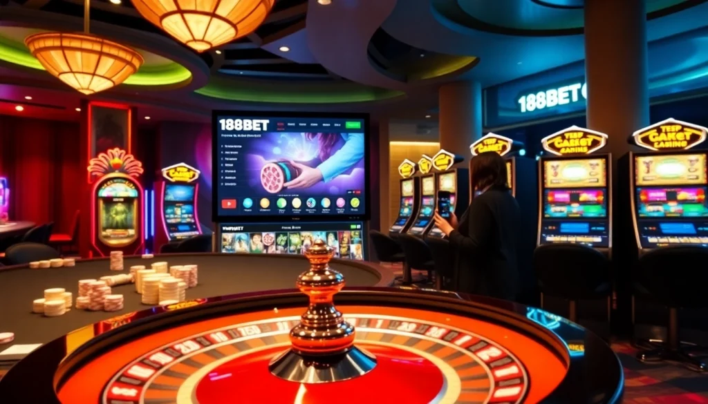 Experience the excitement of online gambling at https://188bet.archi/ featuring vibrant casino elements.
