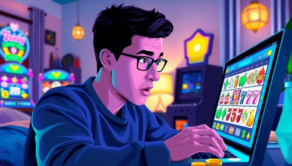 Permainan slot bet kecil yang menarik dengan taruhan minim di layar laptop.