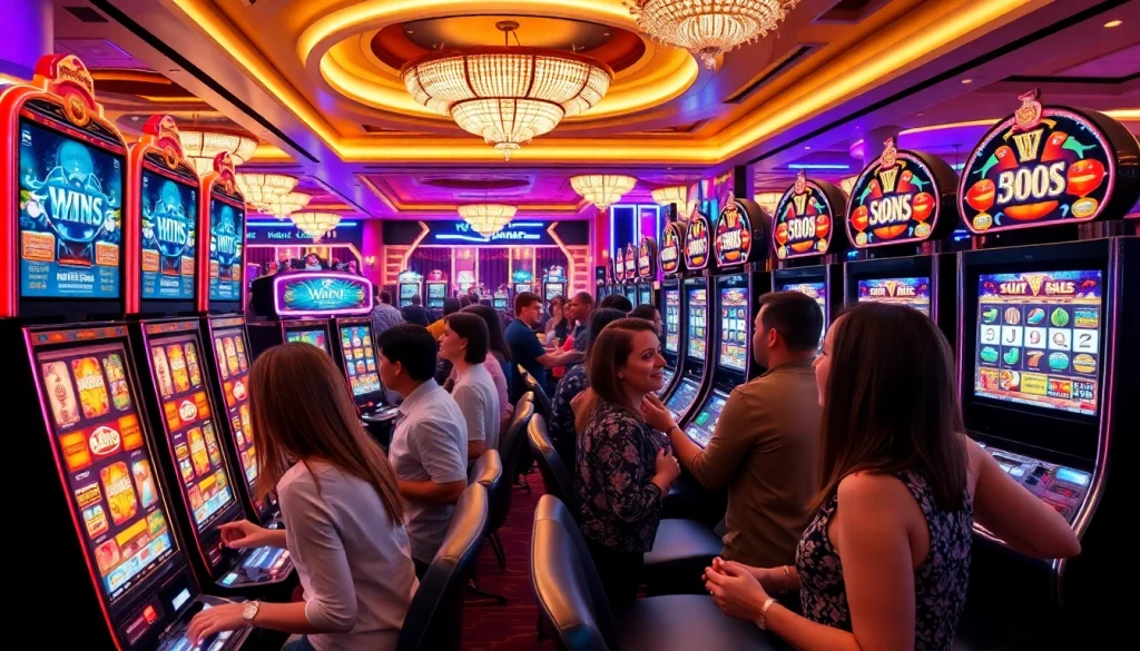 Berbagai mesin slot gacor terbaru yang ramai digunakan oleh pemain, menciptakan suasana kasino yang penuh antusiasme.