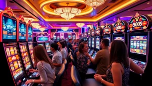 Berbagai mesin slot gacor terbaru yang ramai digunakan oleh pemain, menciptakan suasana kasino yang penuh antusiasme.