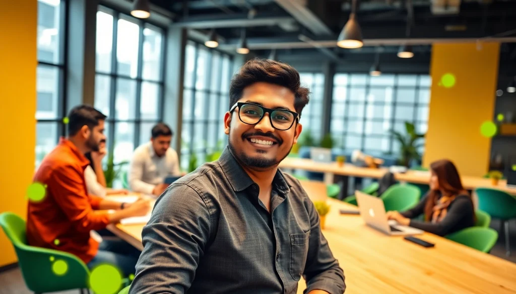 Showcasing a Kolkata entreprenure collaborating in a dynamic co-working space.