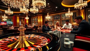 Experience the gaming thrill at 99OK.COM with an elegant casino scene featuring poker chips and a roulette wheel.