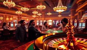 Players enjoying various games at god55 casino with vibrant tables and luxurious ambiance.