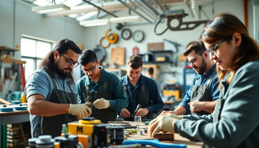 Students participating in hands-on practices at trade schools in southern California showcasing diverse skills.
