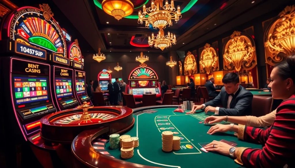 Players engaging in thrilling gambling action at https://79king.icu/ with vibrant slot machines in view.