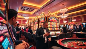 Experience the thrill of winning at the slot pulsa machines in a luxurious casino.