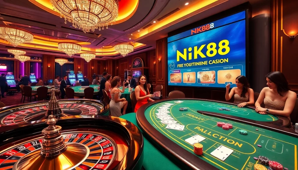 Engaging players at NK88 casino tables enjoying their experience while placing bets.
