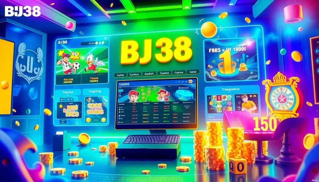 Engaging online gaming scene at BJ38 with vibrant 3D elements.